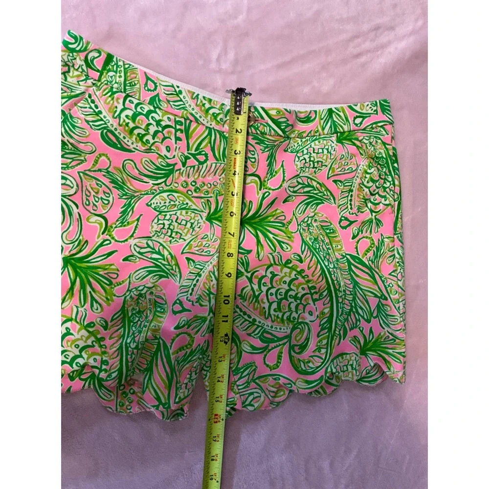 Lilly Pulitzer Buttercup Scallop Hem Shorts Pink Green Pineapple Paisley NWT